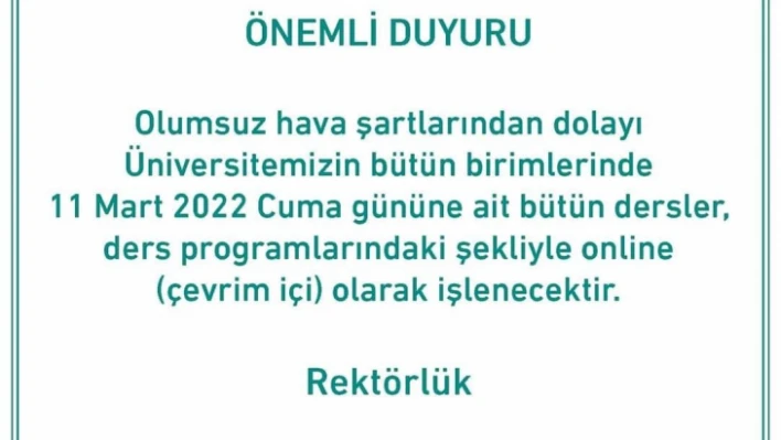 Balıkesir Üniversitesinde eğitime kar engeli