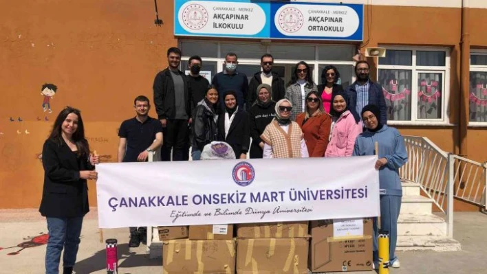 ÇOMÜ gönüllülerinden Akçapınar Ortaokulu'na destek